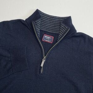UNTUCKit Quarter Zip Belguardo Sweater Mens XL Navy 100% Extra Fine Merino Wool